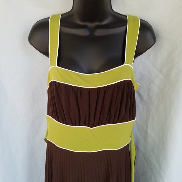 NWT Miss Bisou Large Green and Brown Sleeveless Dress - Picture 3 of 13
